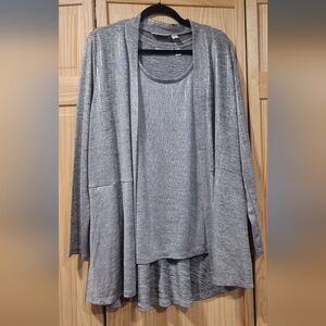 Susan Graver Silver 2 piece Tank and Jacket Set Size L